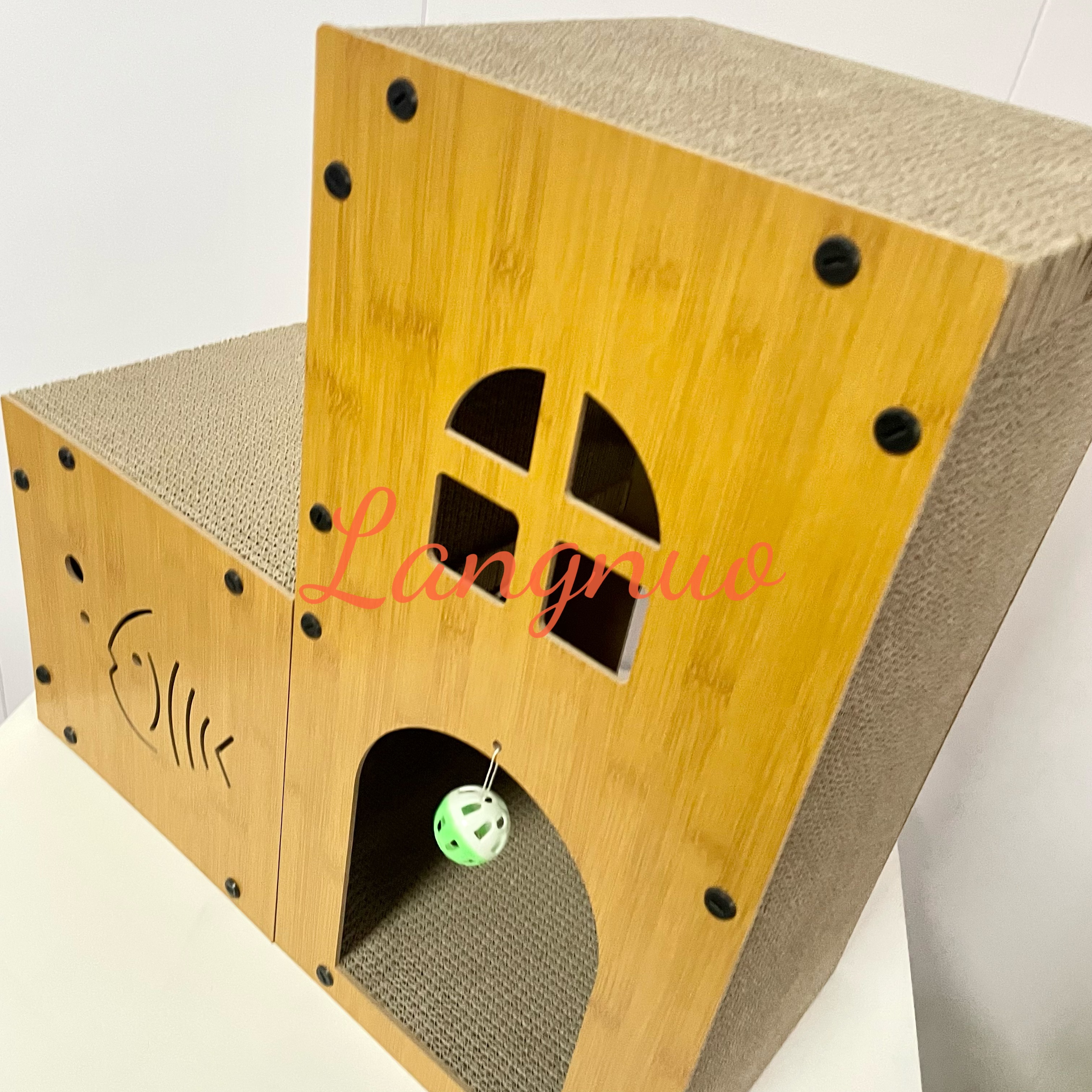 Double-layered Wear-resistant Corrugated Modern Classic Cat Climbing Frame Scratching Board Eco-Friendly Design Carton Packed