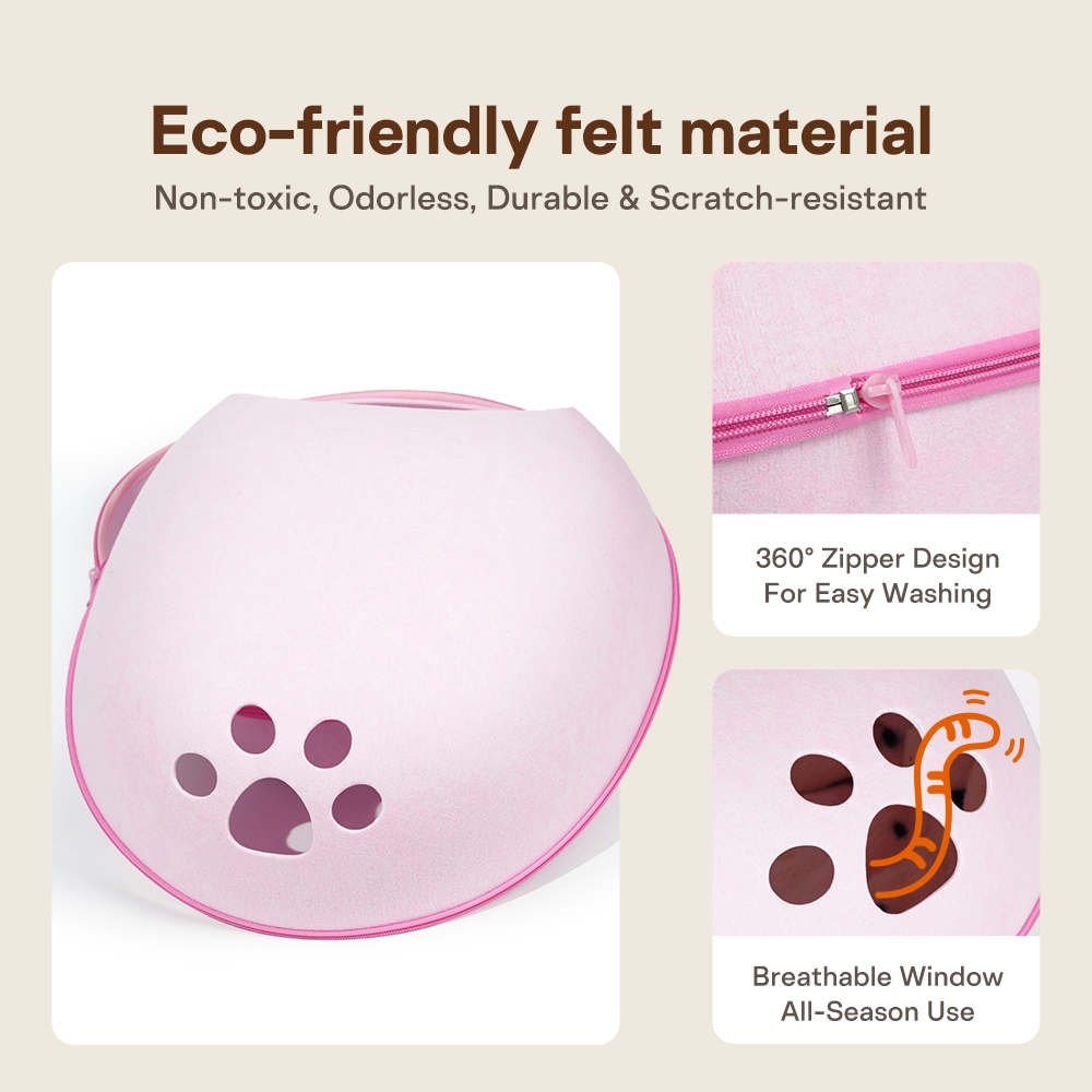Donut Cat Bed Eco-Friendly Felt Pet Tunnel Dual-Use Indoor Training &amp; Interactive Sports Toy With Solid Pattern For Kittens