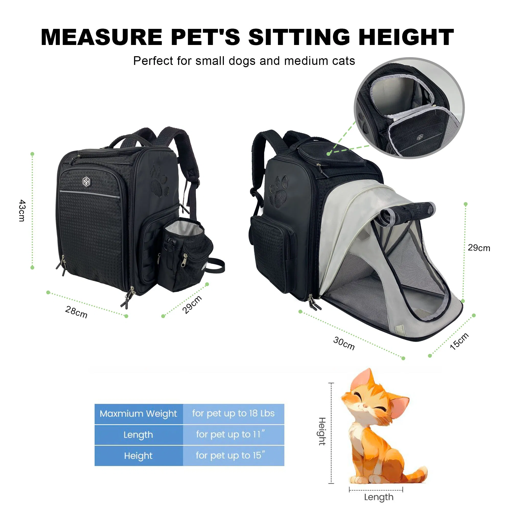 Portable Expandable Pet Backpack Breathable Pet Carrier Backpack Pet Carrier Box