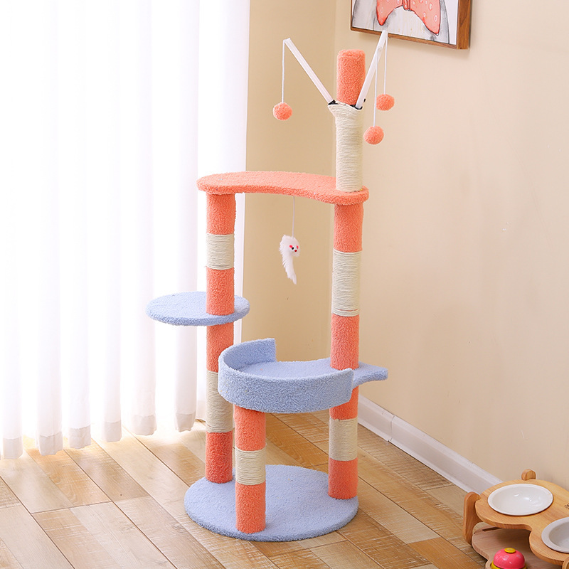 New Trending Floral Aesthetic Modern Fluffy Forest Cat Tree Wholesale Scratching Post High Quality Tree Tower for Cat
