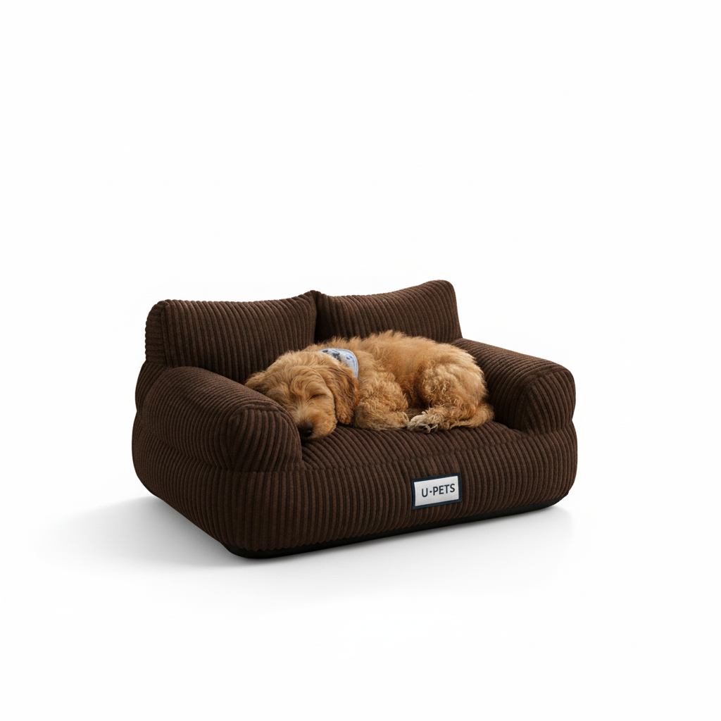 Custom Premium Corduroy Sofa Pet Bed With PP Cotton Filling And Custom Logo And Packaging