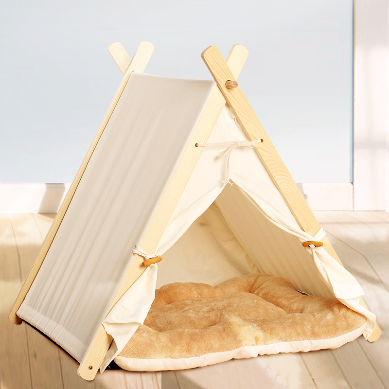 Portable Washable Pet Teepee Pet Tent Cat Teepee Bed with Thick Cushion