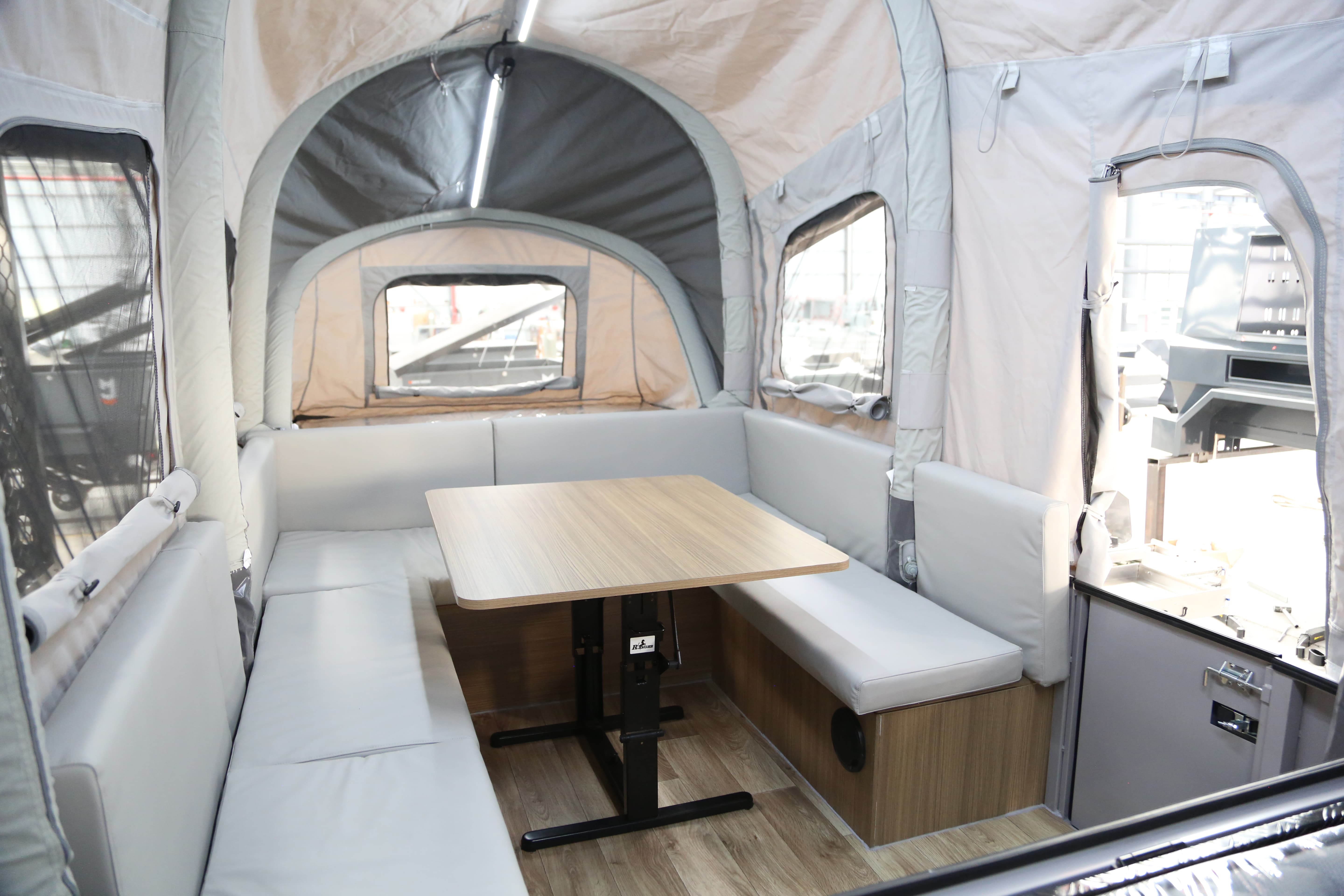 Luxury Off Road Camper Trailer Forward Folding RV Caravan with Inflatable Air Tent and Slide Out Kitchen