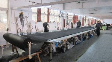 Precision cutting process for pet furniture fabric and material components