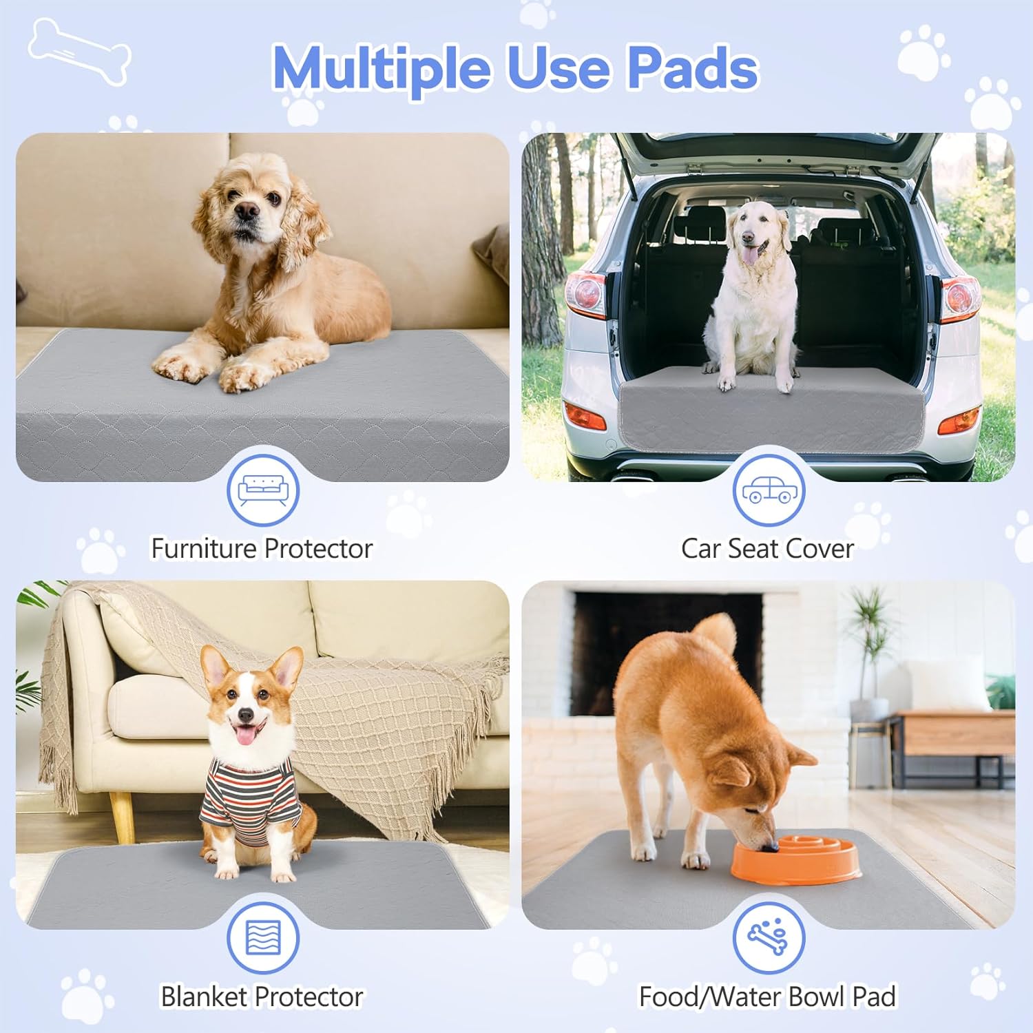 Reusable Small/Large Pet Pads for Dog &amp; Cat Training Washable Non-Slip Pet Training Pads Waterproof Dog Pee Pads