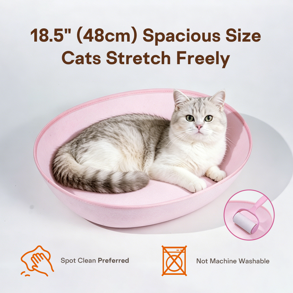 Breathable Felt Cat Bed Soft Oval Pet Nest Cozy Dog House For Indoor Cats Washable Kitten Bed Modern Minimalist Pet Supplies