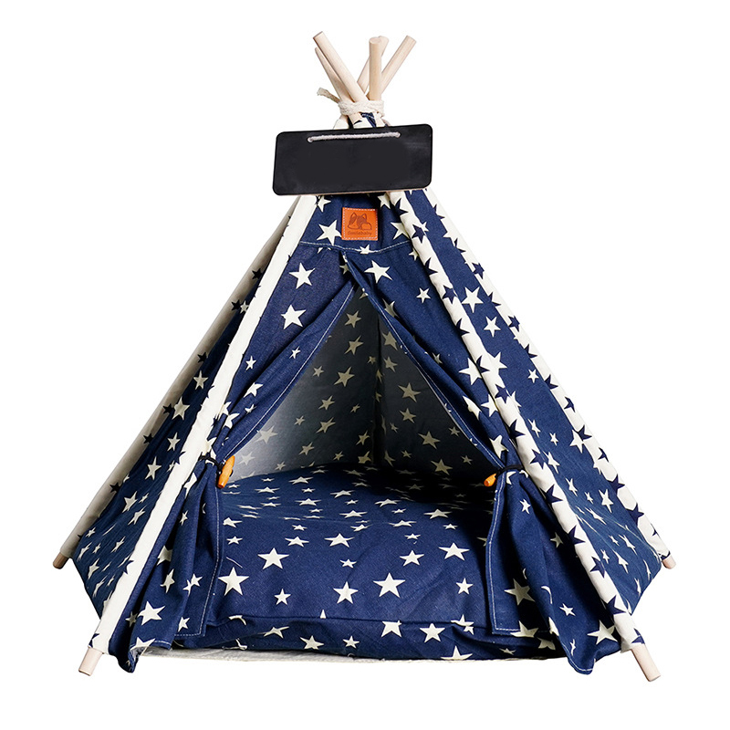 Wholesale Dog &amp; Cat Teepee Tent Solid Pattern Removable Washable with Cushion Cat Bed Cave