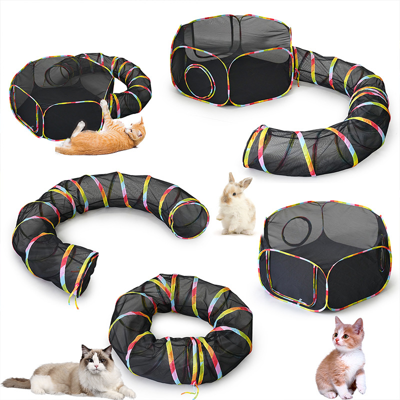 Manufacturer Wholesale Cat Tent With Tunnel for Outdoor Cat Enclosures Portable Playpen Play Tents for Cats Rabbits Ferrets