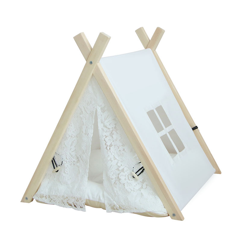 Folding Indoor Dogs House Portable Pet Teepee Dog Cat Tents Pet Puppy House with Cushion Bed