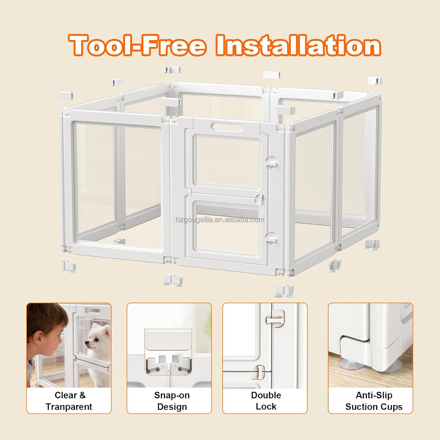 Wholesale Modular Clear Acrylic Pet Playpen, Indoor Puppy Training Dog Pen For Household &amp; Pet Store