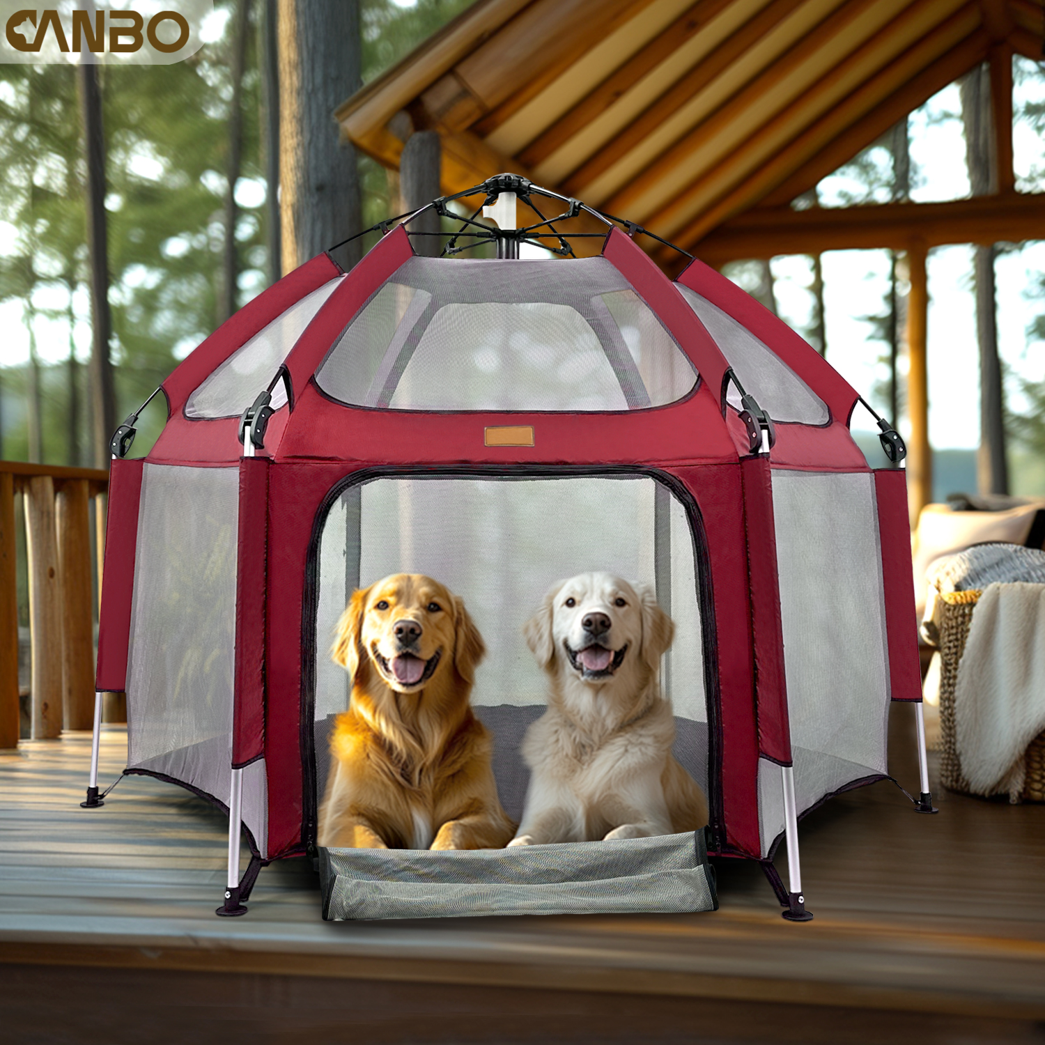 CanboPet Dog Playpen with Canopy Foldable Outdoor Travel Portable Pet Fence
