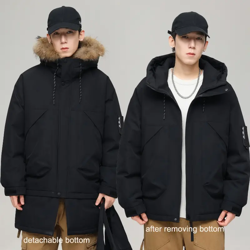 Custom ZD detachable hem & fur long down jacket Company, Product