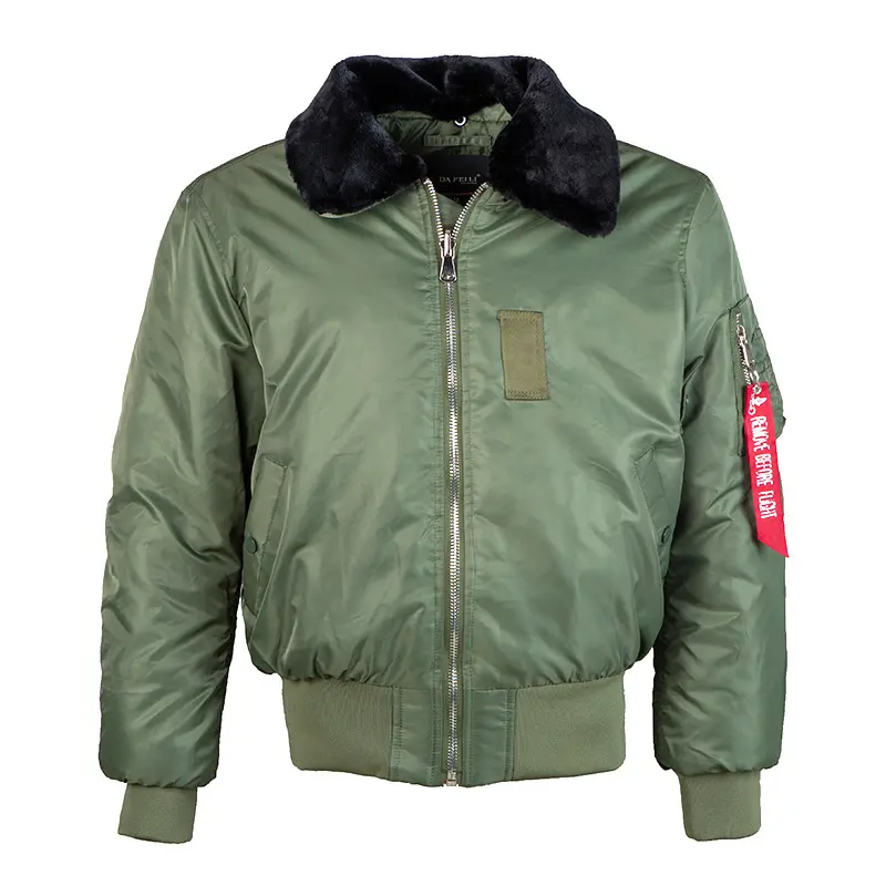 Wholesale ZD fake fur collar green bomber jacket unisex Manufacturer, Supplier