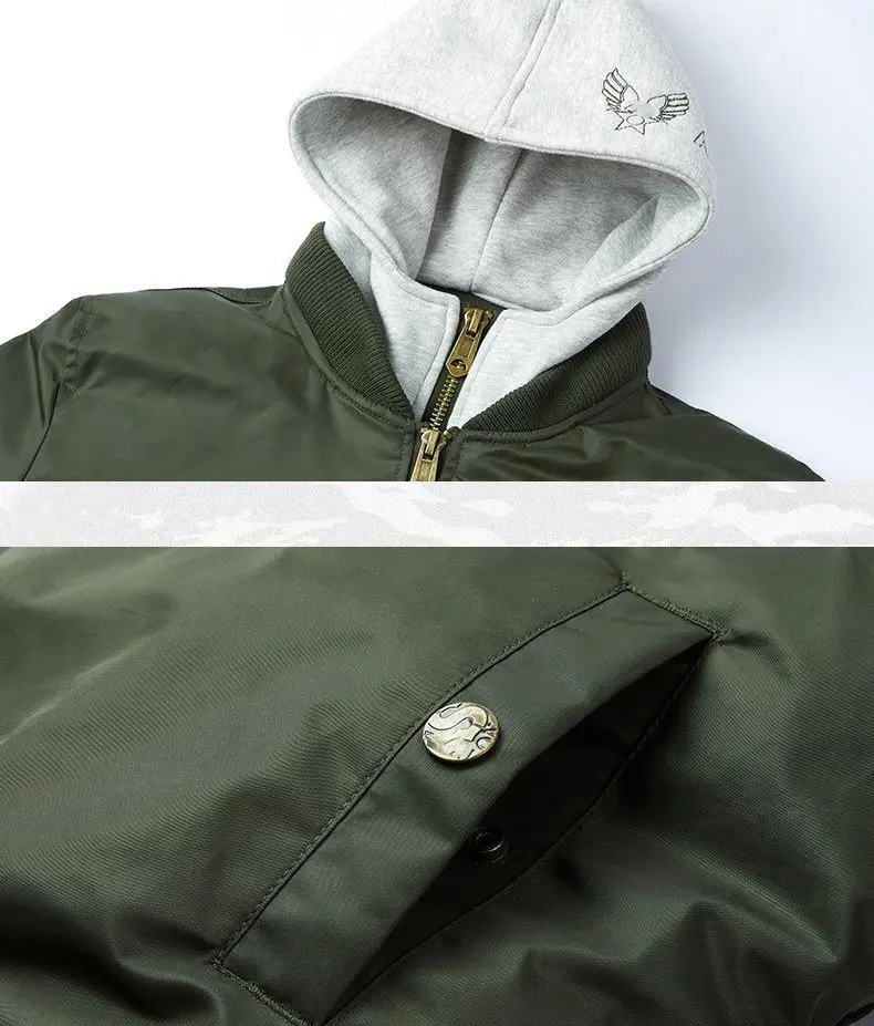 Men's Hooded Bomber Jacket Detail 2