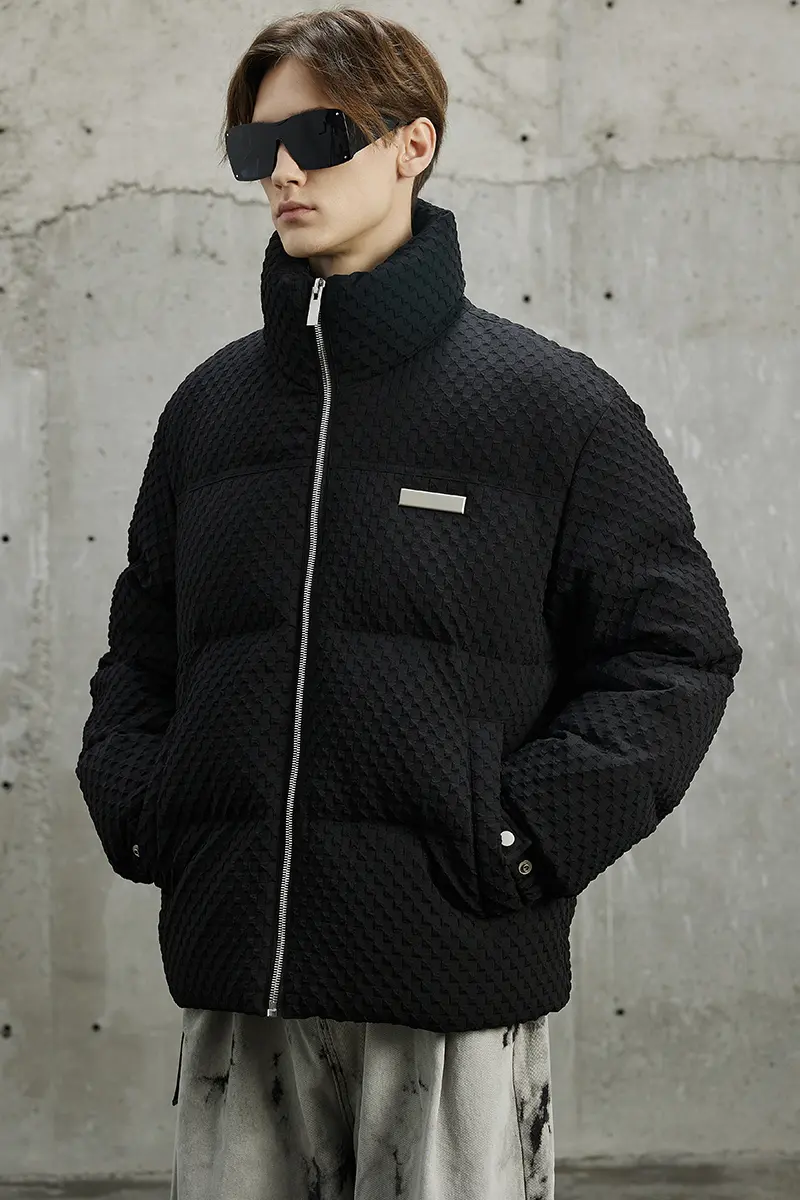 Men's stand collar down jacket detail 4