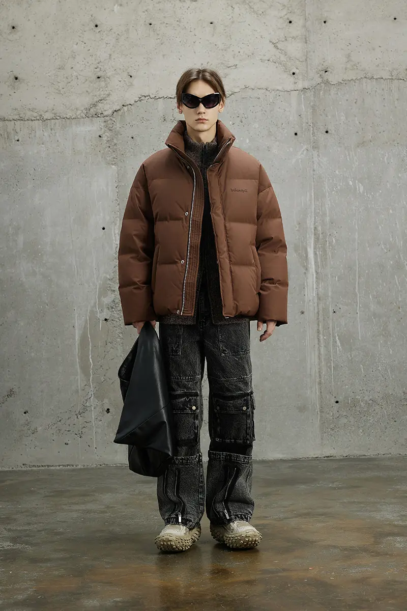 Men's stand collar down jacket view 3