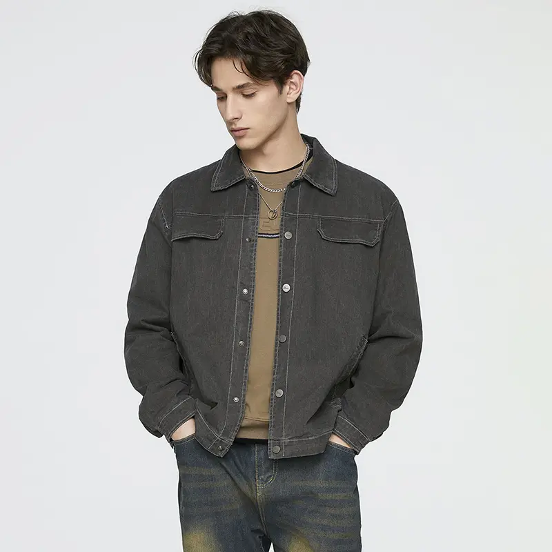 China ZD single breasted fake denim bomber jacket Manufacturers, Products