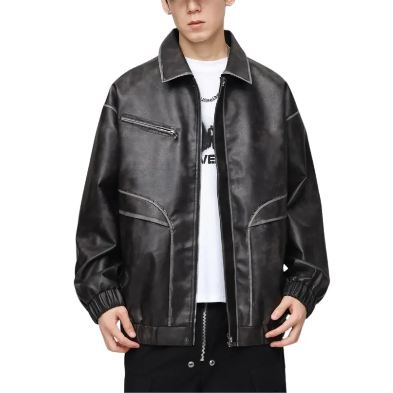 Custom ZD high street vintage leather jacket Factories, Companies