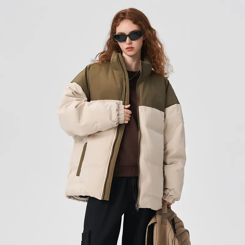 ODM ZD contrast yoke printed logo down jacket women Company, Companies