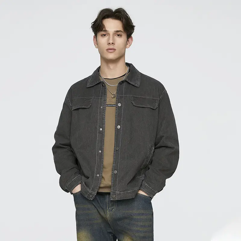 China ZD single breasted fake denim bomber jacket Manufacturers, Products