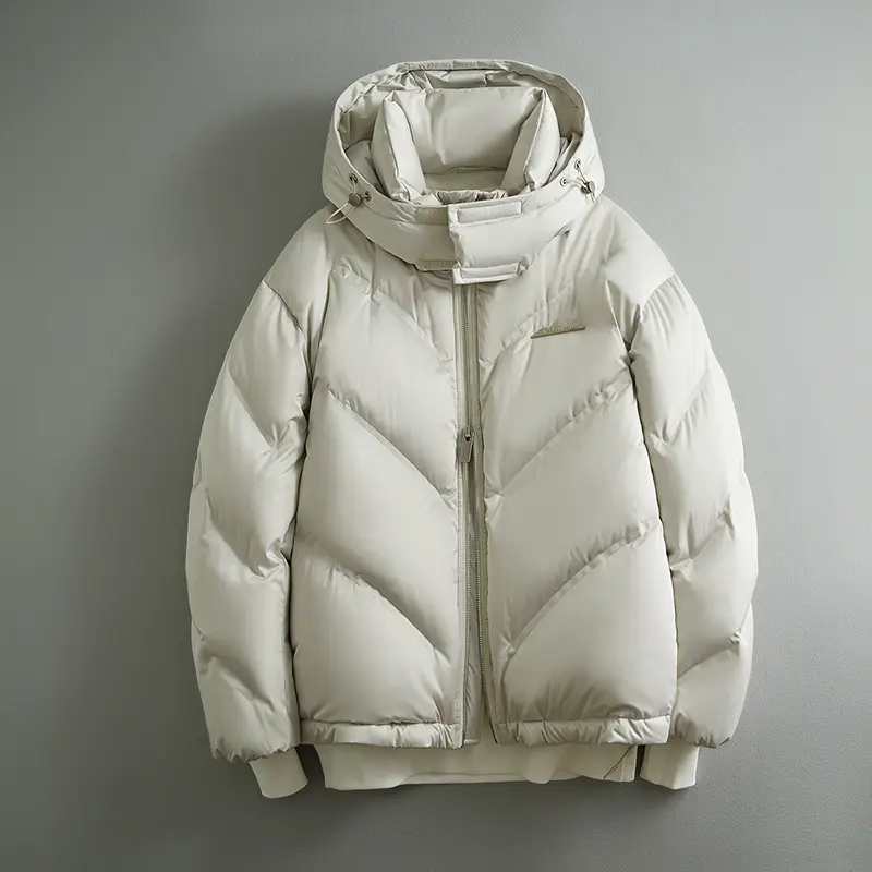 ODM ZD white puffer jacket with detachable hood Factory, Product