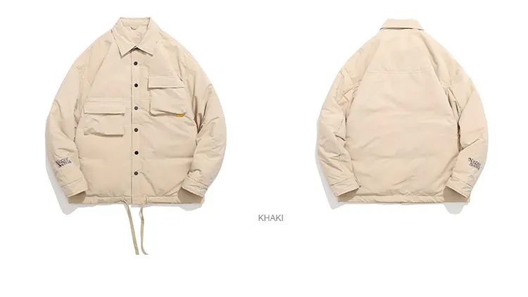 Unisex down jacket pocket detail