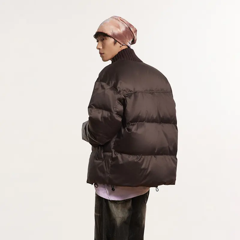 Wholesale ZD knit stand collar woven mens black puffer jacket Factories, Company