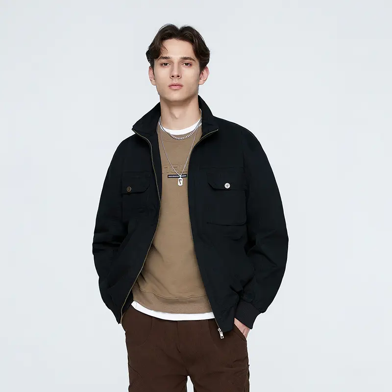 China ZD stand collar mens black bomber jacket Manufacturer, Factory