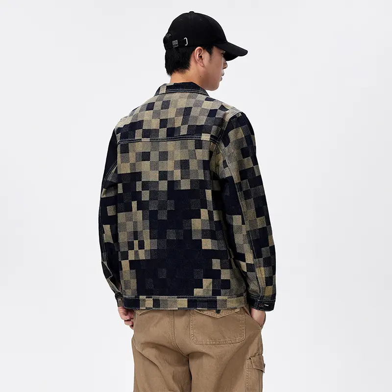 China ZD cotton checkered jacquard mens denim jacket Manufacturer, Manufacturers