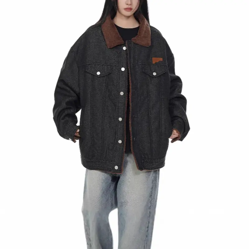 ODM ZD polar fleece lined oversized denim jacket Manufacturers, Products