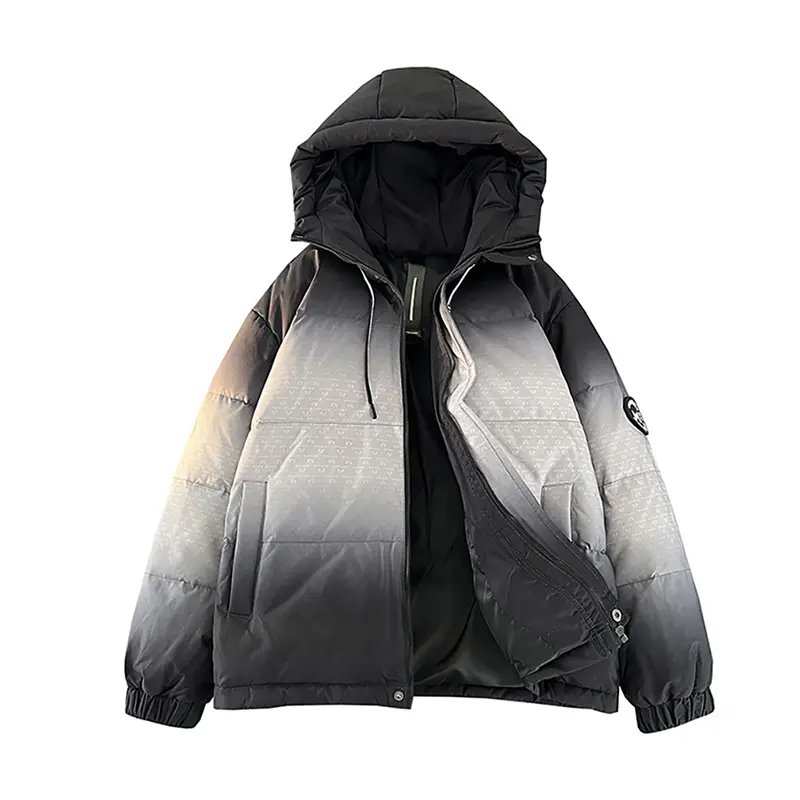 ODM ZD gradient color mens puffer jacket with hood Manufacturers, Suppliers