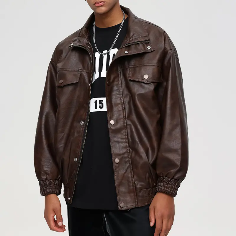 China ZD high fashion oversize brown leather bomber jacket Product, Products