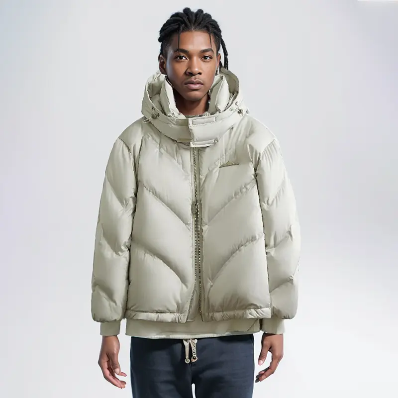 ODM ZD white puffer jacket with detachable hood Factory, Product