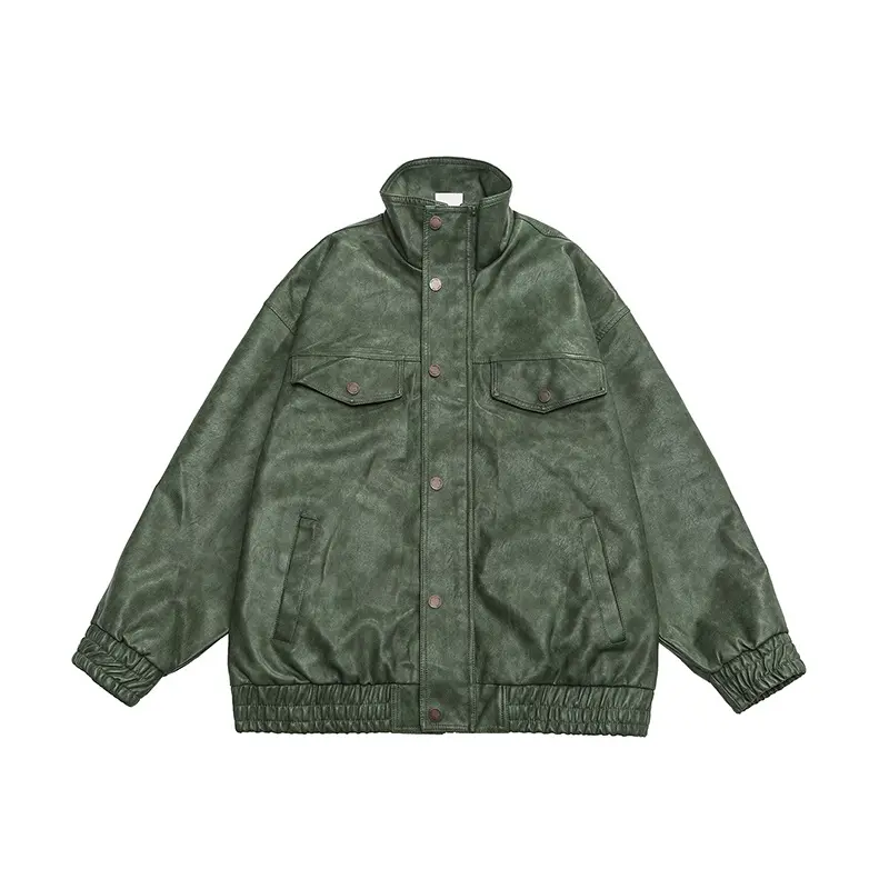 PU faux leather jacket front view