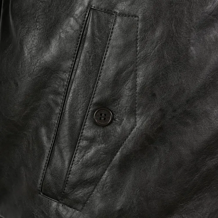 Stand Collar PU Leather Jacket View 2