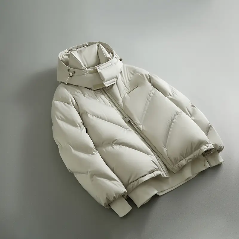 ODM ZD white puffer jacket with detachable hood Factory, Product