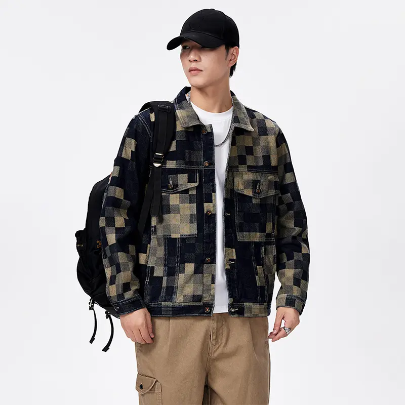 China ZD cotton checkered jacquard mens denim jacket Manufacturer, Manufacturers