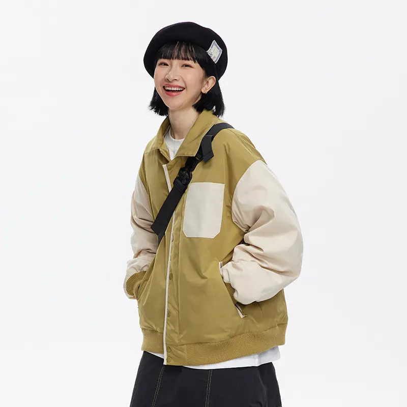 Custom ZD retro color blocking down jacket women Manufacturer, Manufacturers