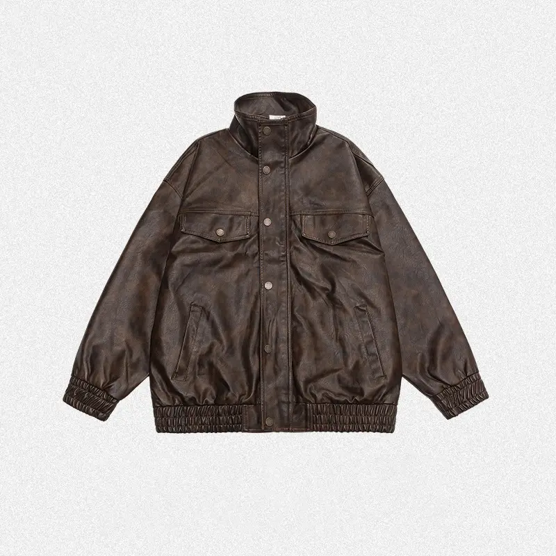 PU faux leather jacket detail
