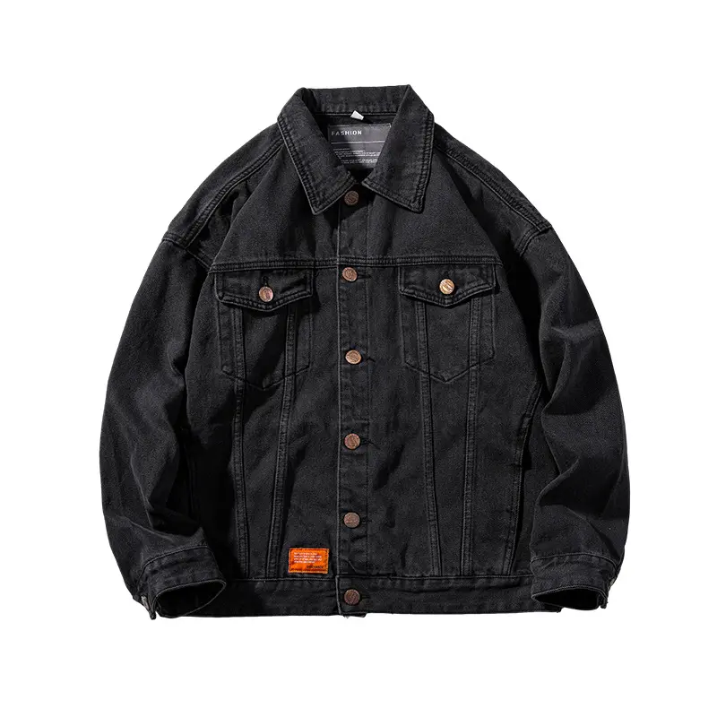 Unisex denim jacket detail view