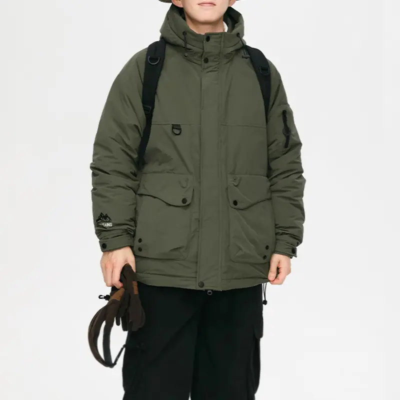 Custom ZD outdoor black puffer jacket with hood Manufacturer, Products