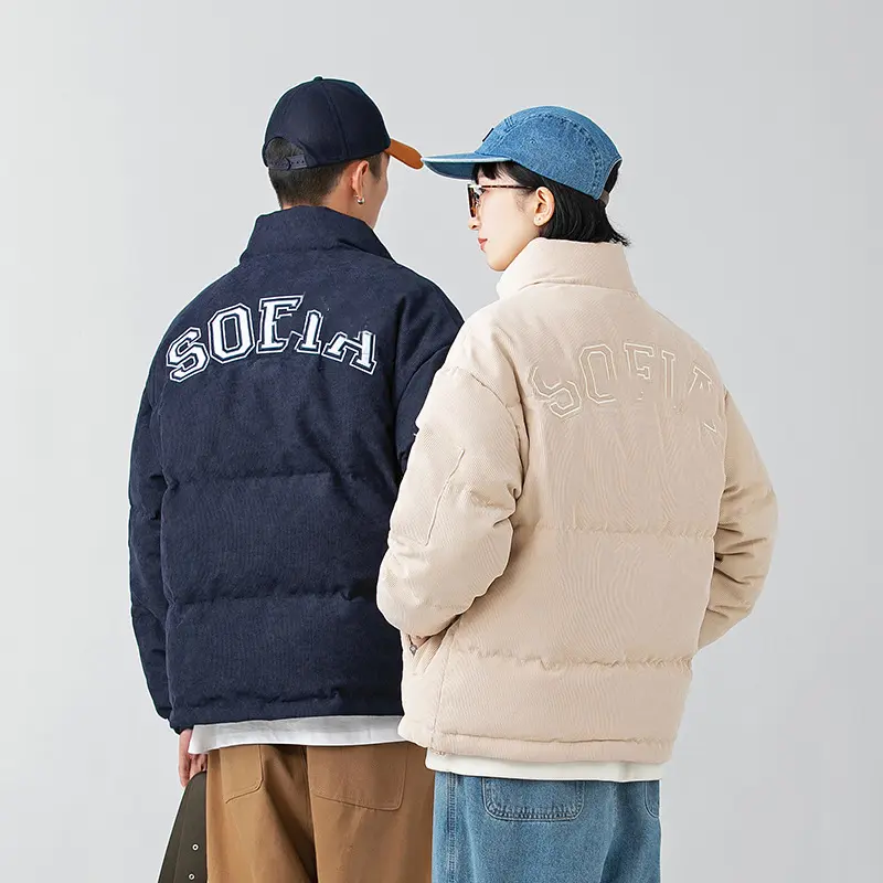 OEM ZD letter embroidery corduroy down jacket men Supplier, Company