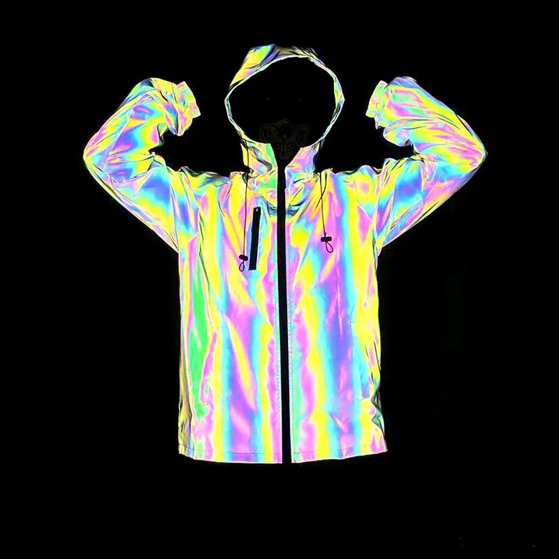 Custom ZD rainbow color reflective laser windbreakers jackets Manufacturers, Factories