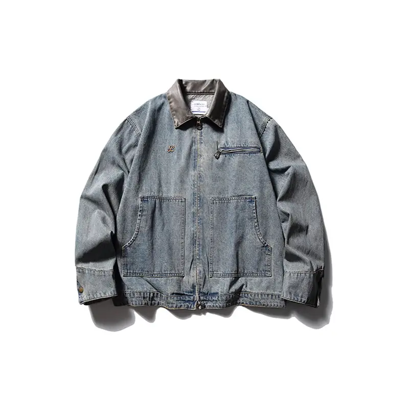 Wholesale ZD PU leather collar oversized denim jacket Factory, Companies