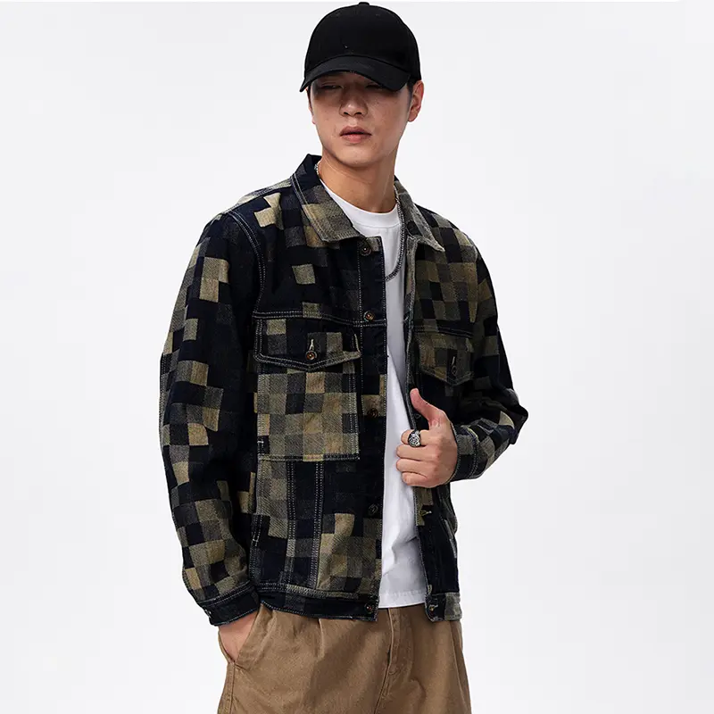 China ZD cotton checkered jacquard mens denim jacket Manufacturer, Manufacturers