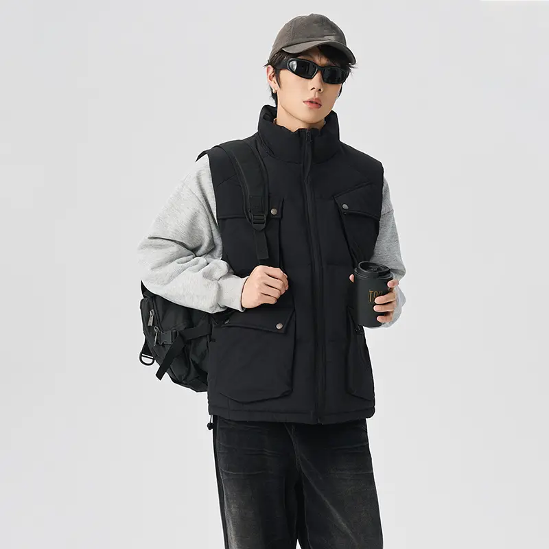 Wholesale ZD multi-pocket sleeveless beige puffer jacket Factories, Products