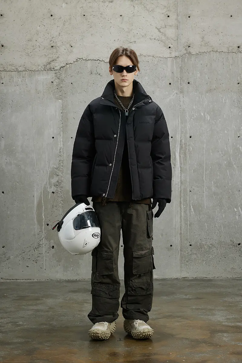 Men's stand collar down jacket details 1