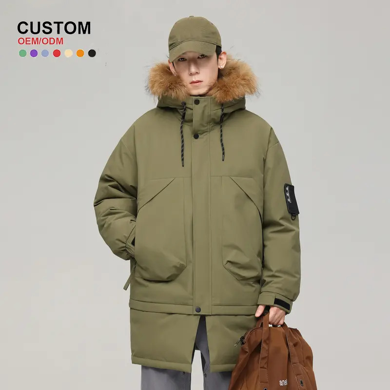 Custom ZD detachable hem & fur long down jacket Company, Product
