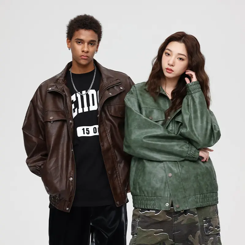 China ZD high fashion oversize brown leather bomber jacket Product, Products