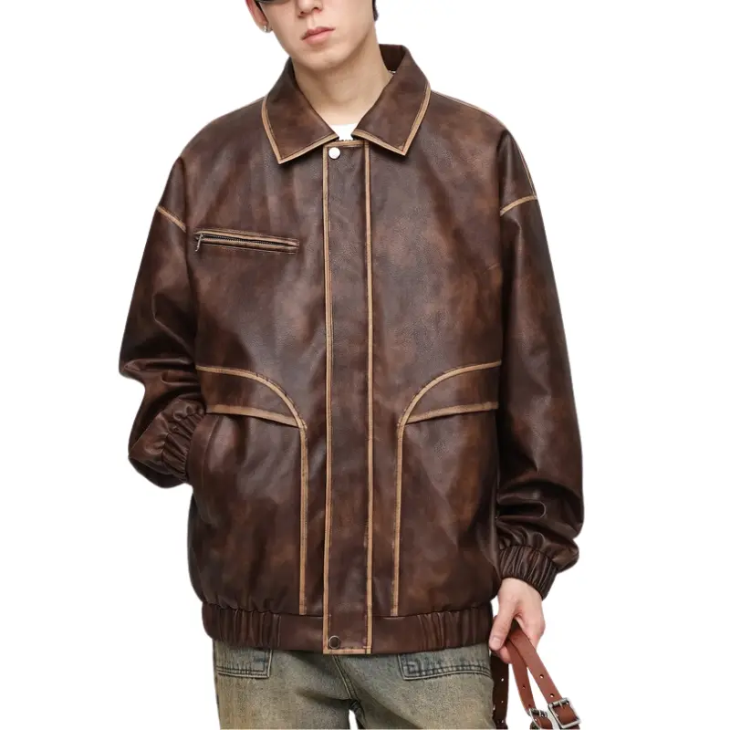 Custom ZD high street vintage leather jacket Factories, Companies